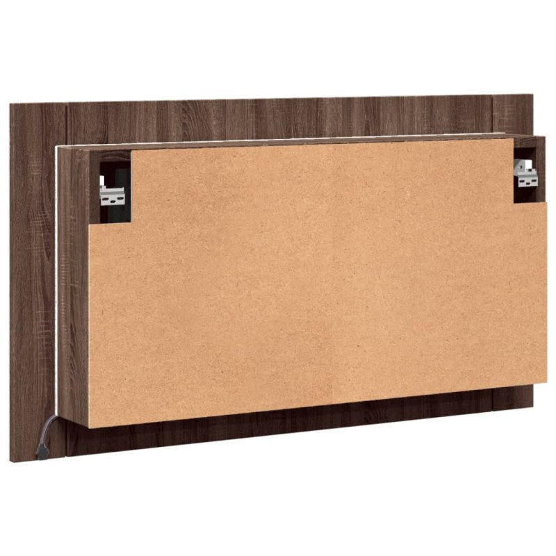 vidaXL LED kúpeľňová zrkadlová skrinka hnedý dub 80x12x45 cm akryl