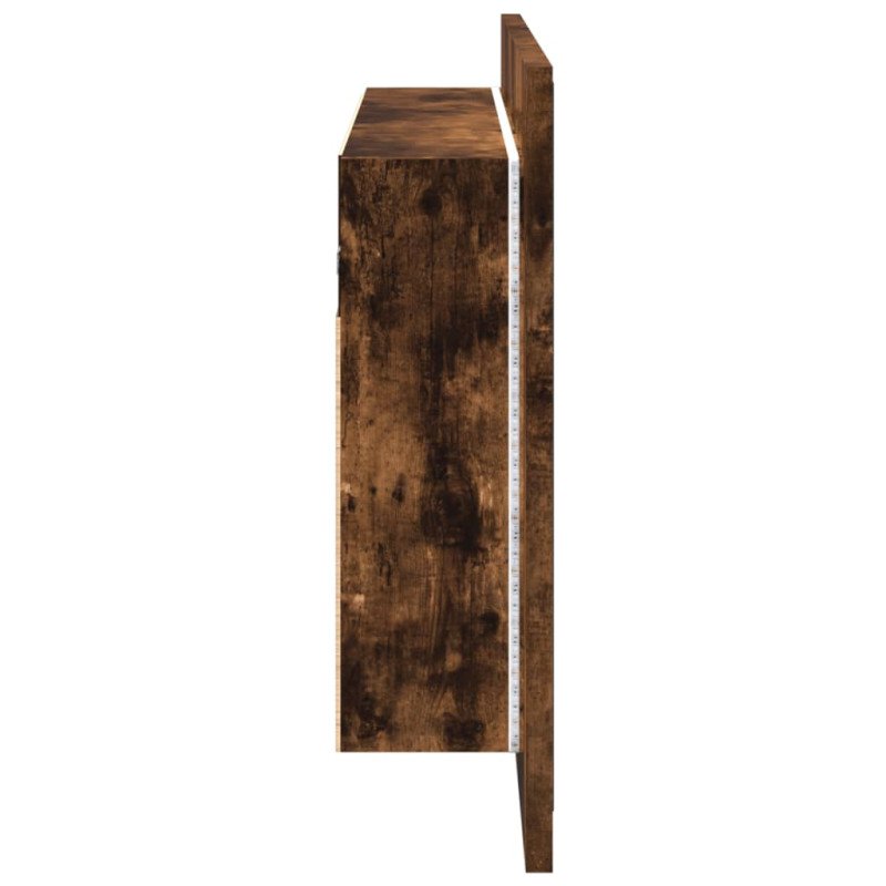vidaXL LED kúpeľňová zrkadlová skrinka dymový dub 80x12x45 cm akryl