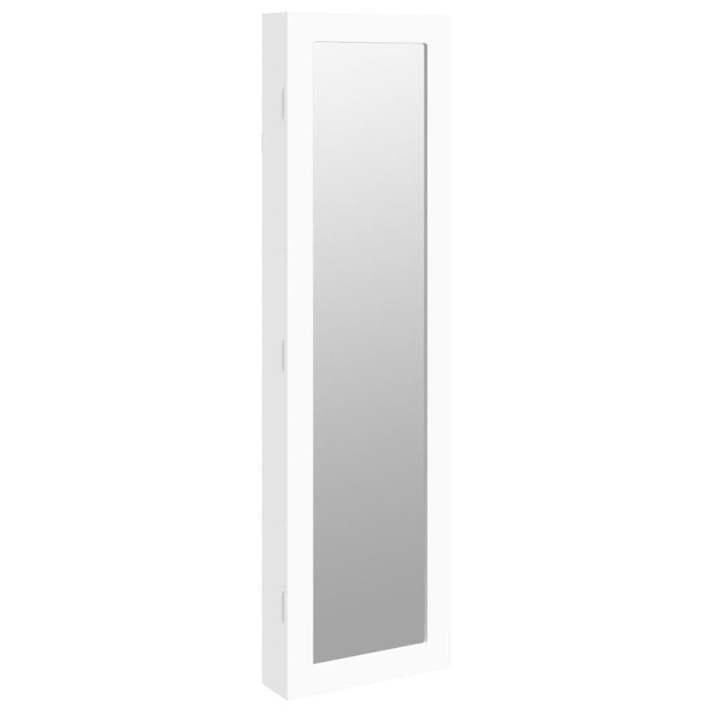 vidaXL Zrkadlová skrinka na šperky nástenná biela 30x8,5x106 cm