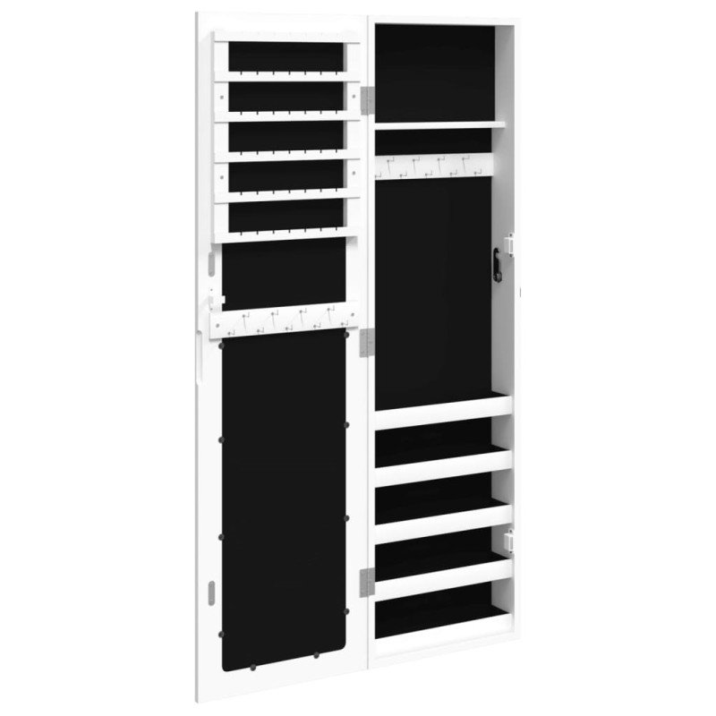 vidaXL Zrkadlová skrinka na šperky nástenná biela 30x8,5x106 cm