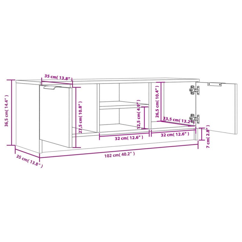 vidaXL TV skrinka, čierna 102x35x36,5 cm, kompozitné drevo