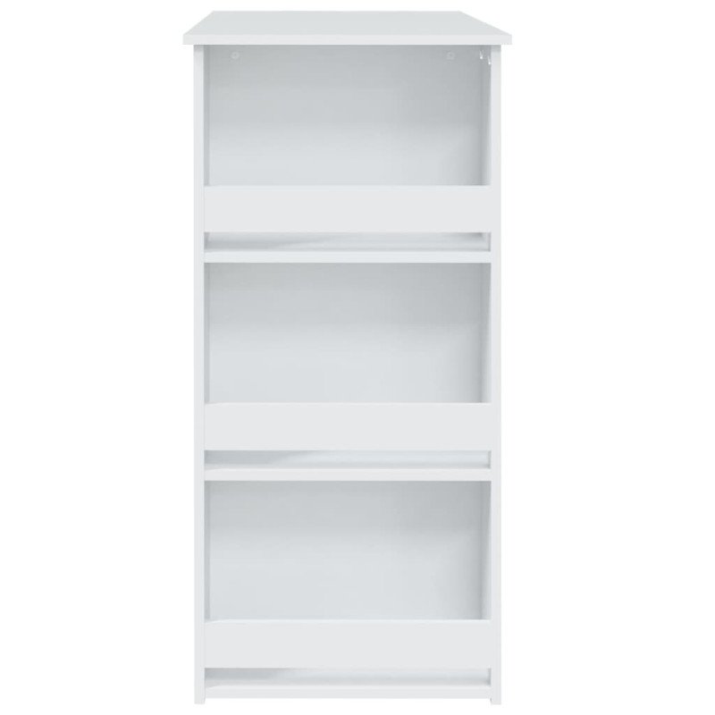 vidaXL Barový stôl s úložným regálom biely 102x50x103,5 cm drevotrieska