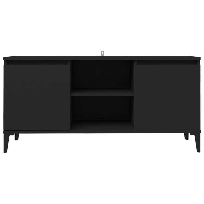 vidaXL TV stolík kovové nohy lesklý čierny 103,5x35x50 cm