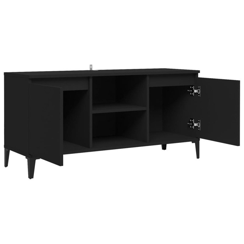 vidaXL TV stolík kovové nohy lesklý čierny 103,5x35x50 cm