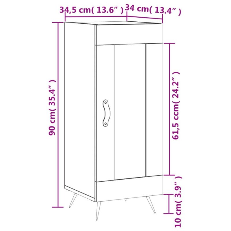 vidaXL Komoda dub sonoma 34,5x34x90 cm spracované drevo