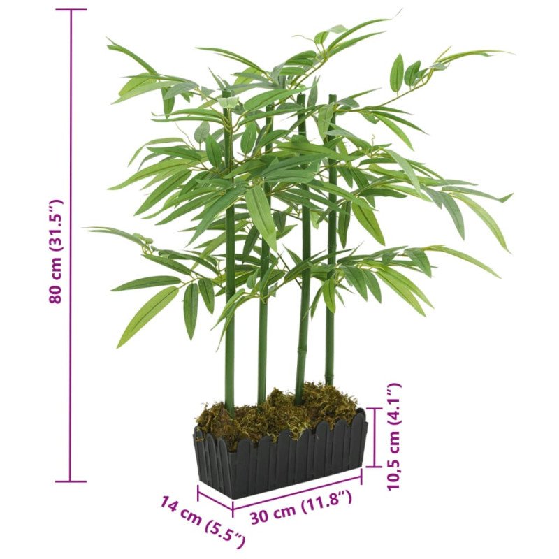 vidaXL Umelý bambusový strom 240 listov 80 cm zelený