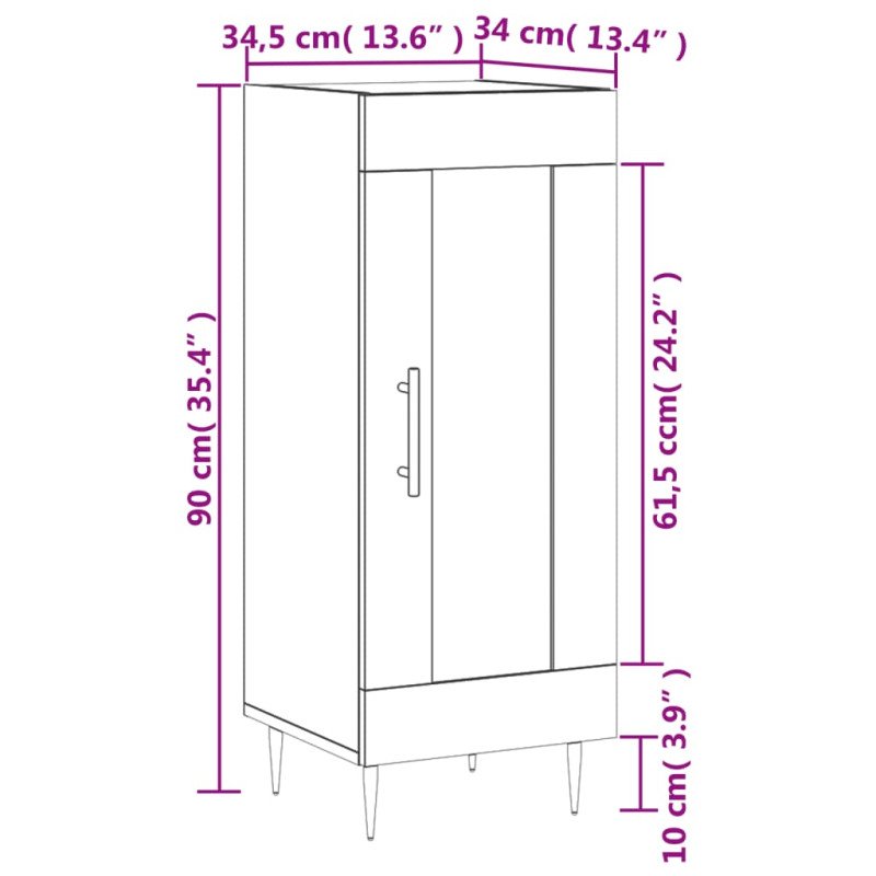 vidaXL Komoda sivý dub sonoma 34,5x34x90 cm spracované drevo