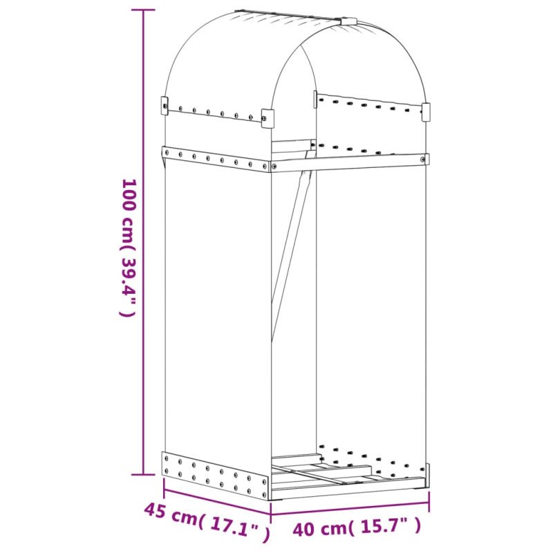 vidaXL Držiak na polená zelený 40x45x100 cm pozinkovaná oceľ