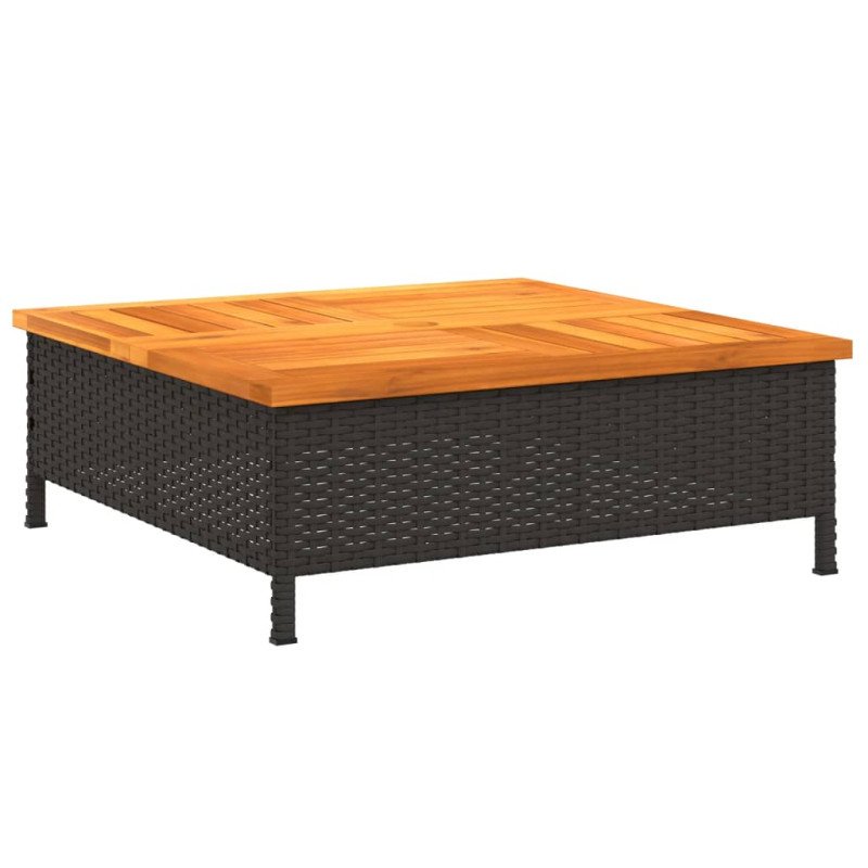 vidaXL Kryt na podstavec slnečníka čierny 70x70x25 cm polyratan akácia