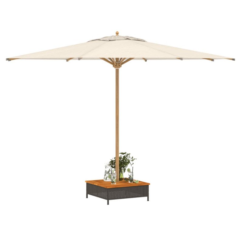 vidaXL Kryt na podstavec slnečníka čierny 70x70x25 cm polyratan akácia