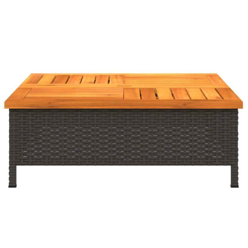 vidaXL Kryt na podstavec slnečníka čierny 70x70x25 cm polyratan akácia