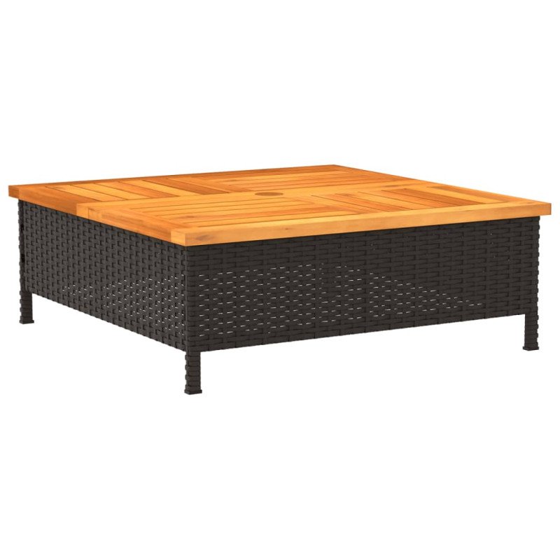 vidaXL Kryt na podstavec slnečníka čierny 70x70x25 cm polyratan akácia