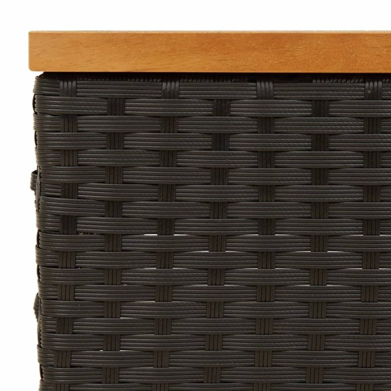 vidaXL Kryt na podstavec slnečníka čierny 70x70x25 cm polyratan akácia