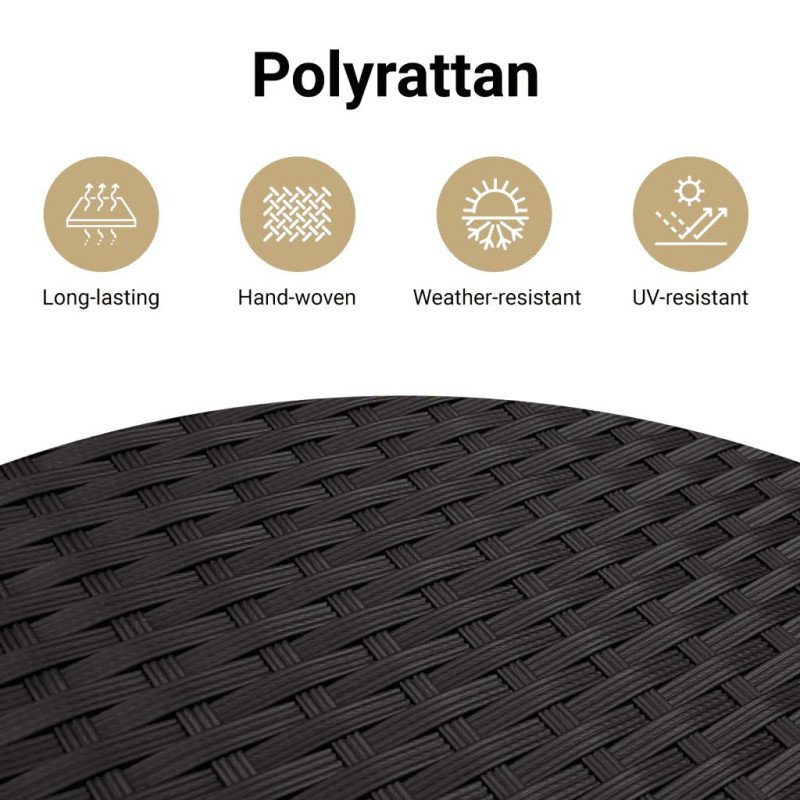 vidaXL Kryt na podstavec slnečníka čierny 70x70x25 cm polyratan akácia