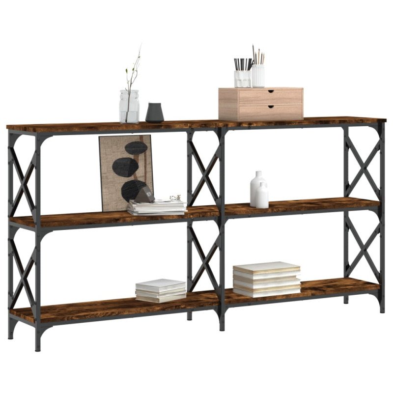 vidaXL Konzolový stolík dymový dub 200x28x80,5 cm kompozitné drevo