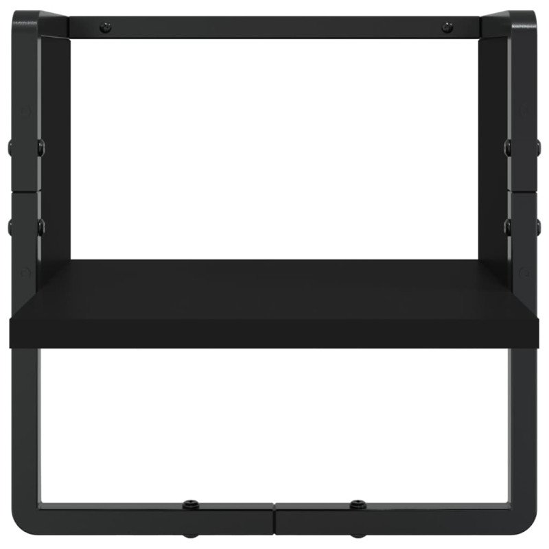 vidaXL 4-dielna súprava nástenných políc s tyčami čierna kompoz. drevo