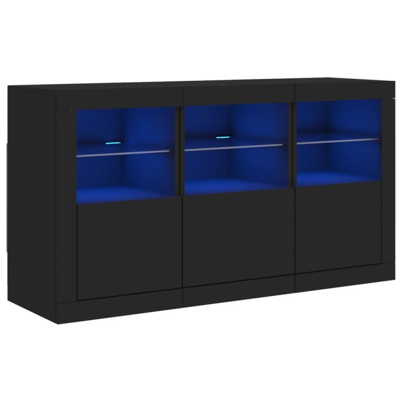 vidaXL Komoda s LED svetlami čierna 123x37x67 cm
