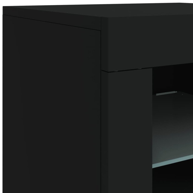 vidaXL Komoda s LED svetlami čierna 123x37x67 cm