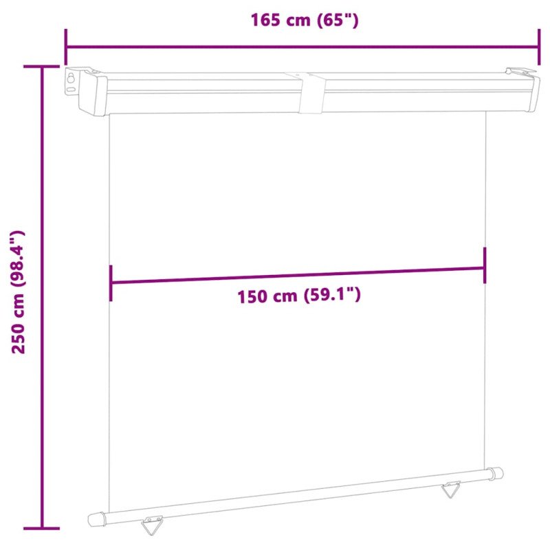 vidaXL Bočná markíza na balkón 160x250 cm, sivá