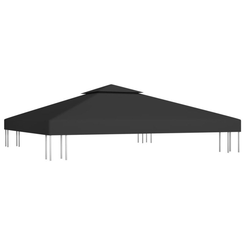 vidaXL Dvojitá strieška na altánok 310 g/m², 3x3 m, čierna