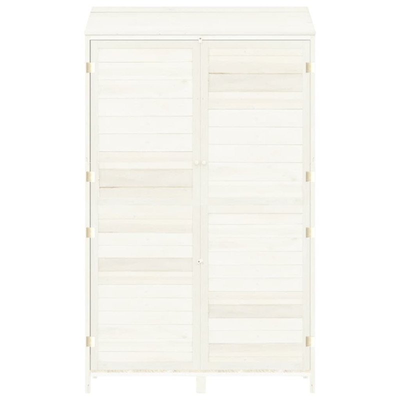 vidaXL Záhradná kôlňa biela 102x52x174,5 cm masívne jedľové drevo