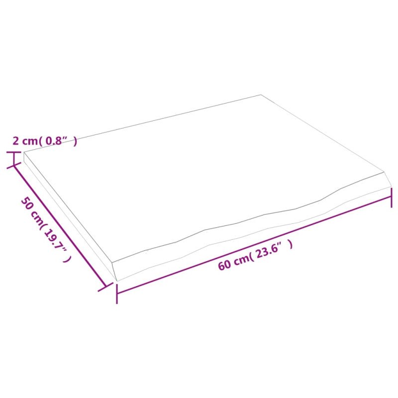 vidaXL Stolová doska tmavosivá 60x50x2 cm ošetrený dubový masív