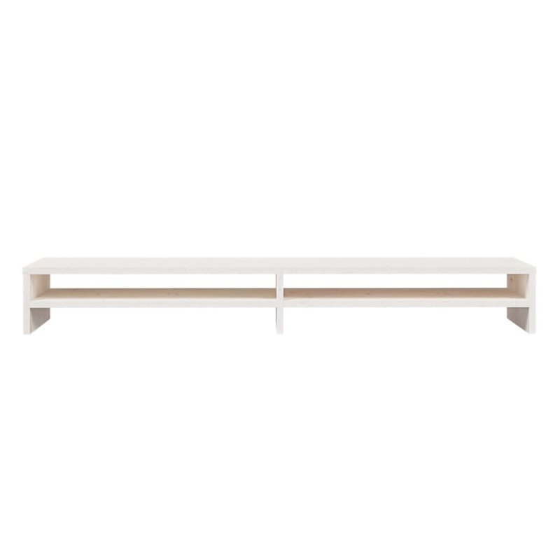 vidaXL Stojan na monitor biely 100x24x13 cm masívna borovica