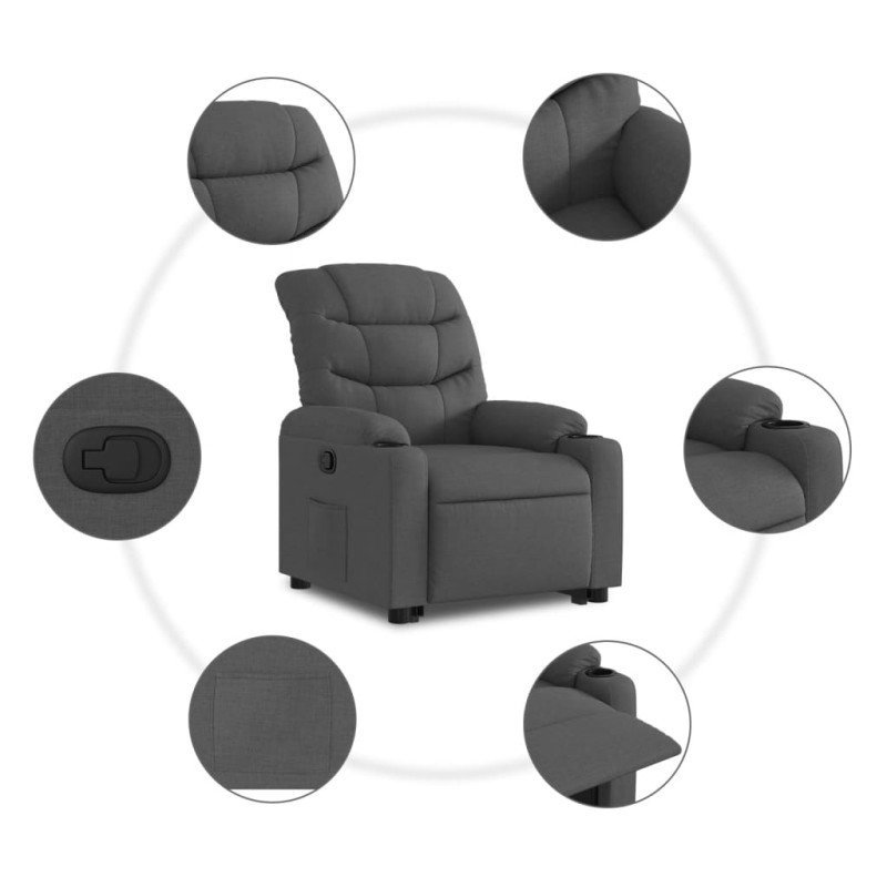 vidaXL Zdvíhacie a sklápacie kreslo tmavosivé látka