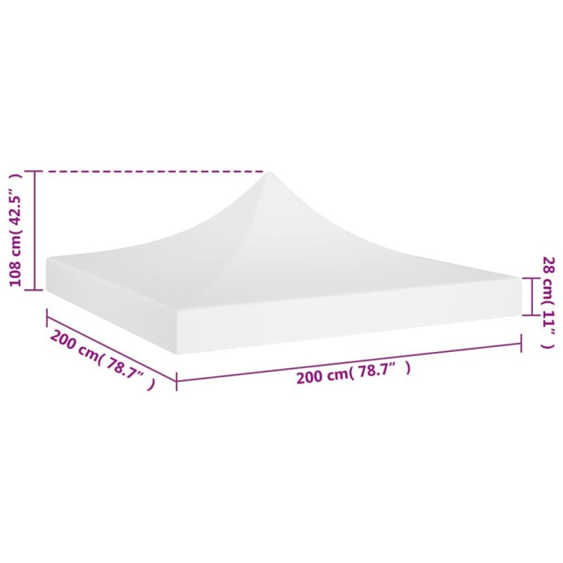 vidaXL Strecha na párty stan 2x2 m, biela 270 g/m² 