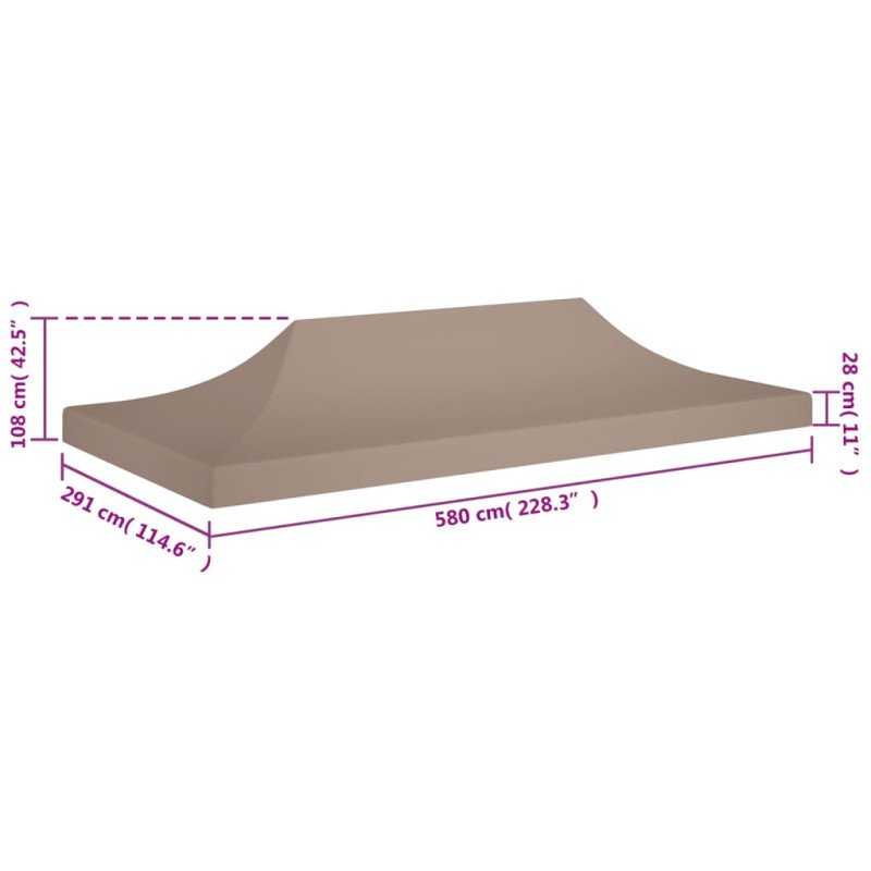 vidaXL Strecha na párty stan 6x3 m, sivohnedá 270 g/m²