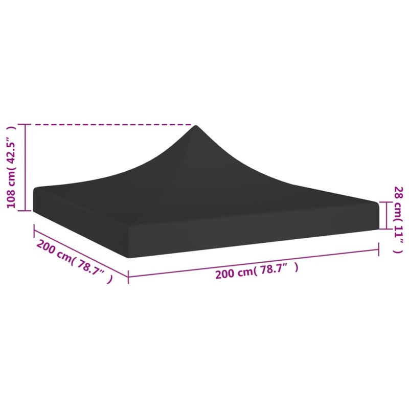 vidaXL Strecha na párty stan 2x2 m, čierna 270 g/m² 