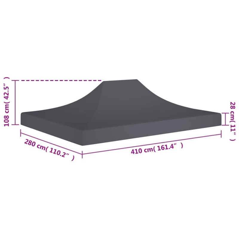 vidaXL Strecha na párty stan 4x3 m, antracitová 270 g/m²