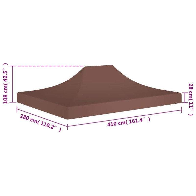 vidaXL Strecha na párty stan 4x3 m, hnedá 270 g/m²