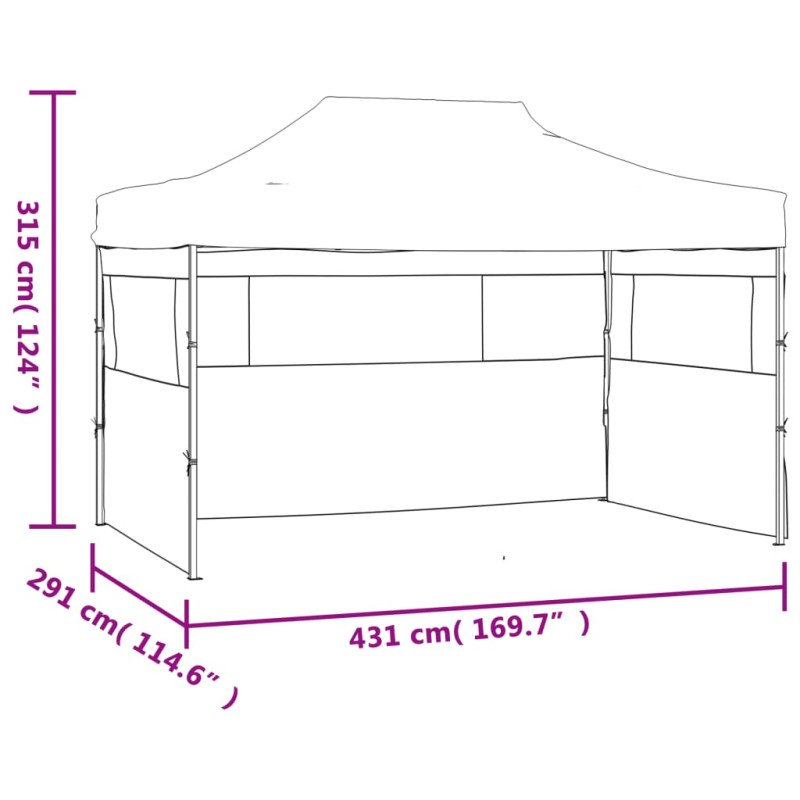 vidaXL Skladací stan s 3 stenami 3x4,5 m antracitový