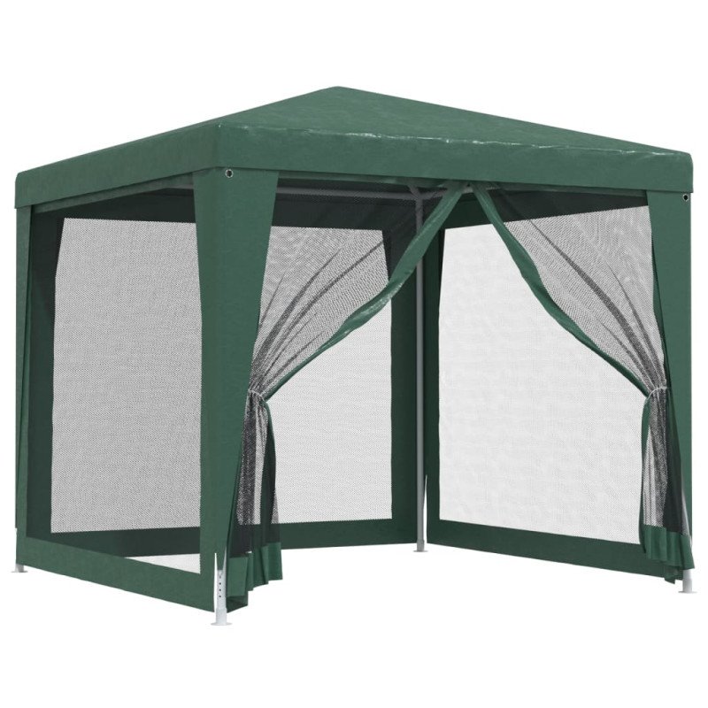 vidaXL Párty stan so 4 sieťovými bočnými stenami zelený 2,5x2,5 m HDPE