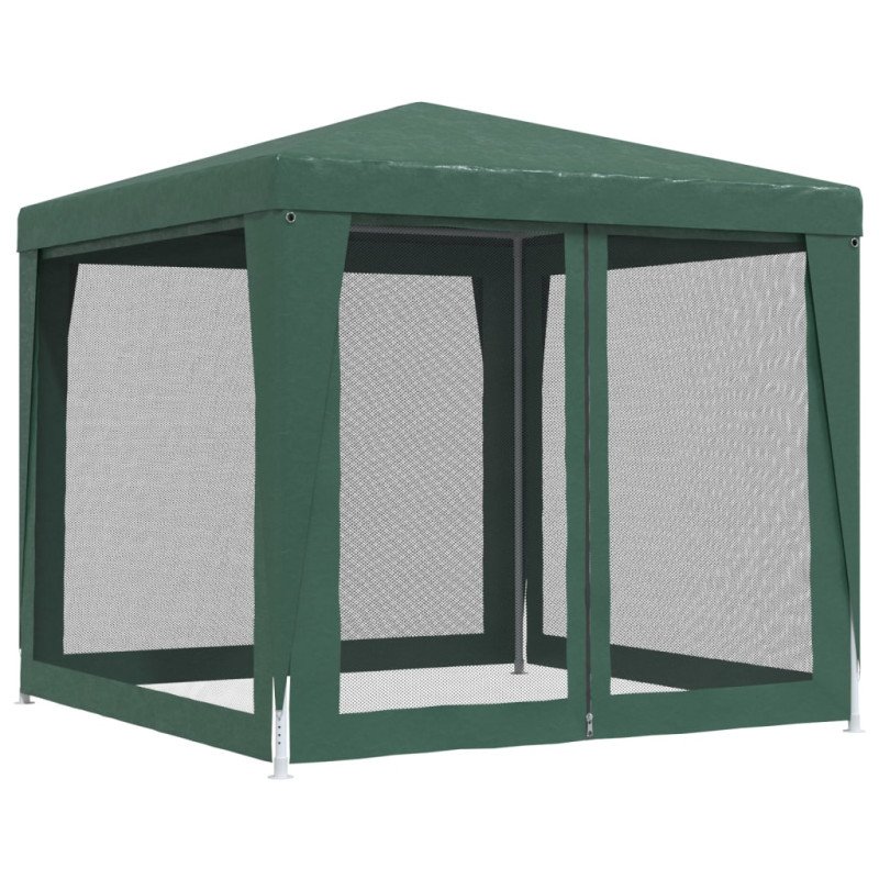 vidaXL Párty stan so 4 sieťovými bočnými stenami zelený 2,5x2,5 m HDPE