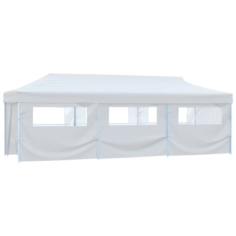 vidaXL Skladací párty stan s 8 bočnými stenami 3x9 m biely