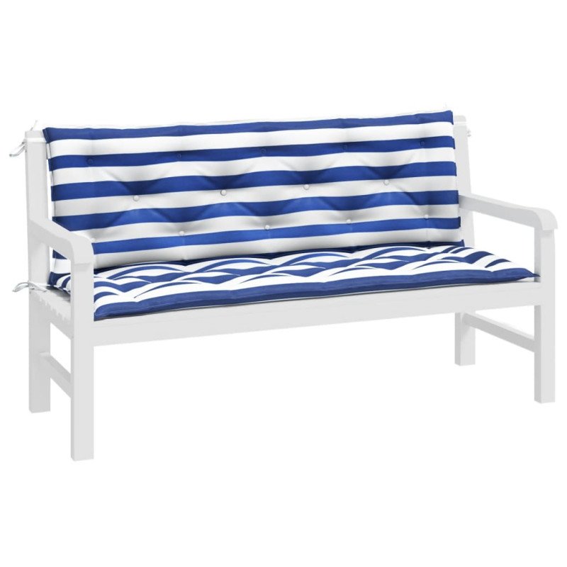 vidaXL Podložky na záhradnú lavičku 2 ks modro-biele 150x50x7cm látka