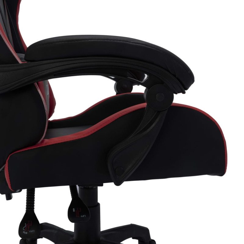 vidaXL Herná stolička s RGB LED svetlami vínovočerveno-čierna umelá koža