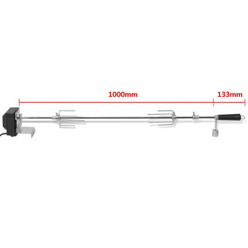 vidaXL Grilovací ražeň s motorčekom, oceľ, 1000 mm