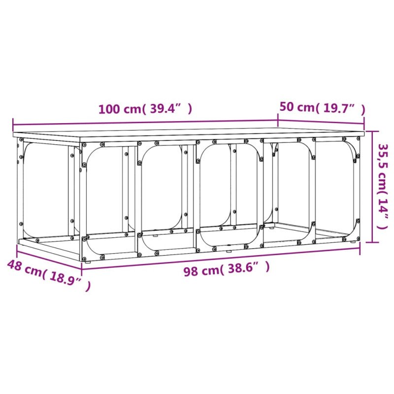 vidaXL Konferenčný stolík dymový dub 100x50x35,5 cm kompozitné drevo