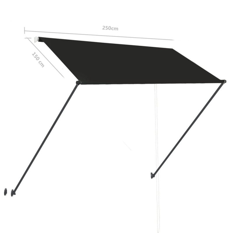 vidaXL Zaťahovacia markíza s LED 250x150 cm antracitová