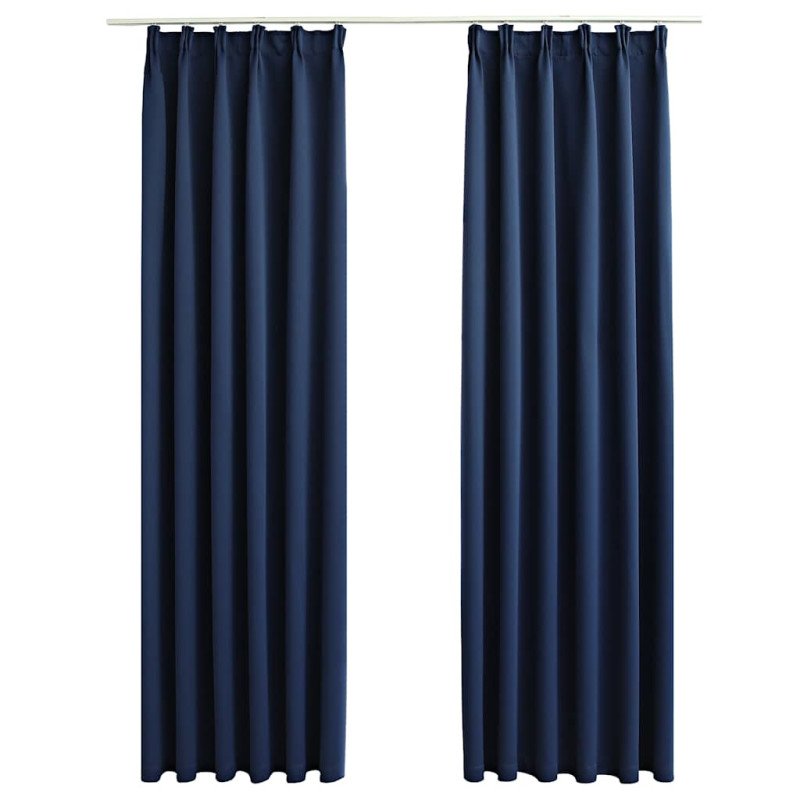 vidaXL Zatemňovacie závesy s háčikmi 2 ks, modré 140x175 cm