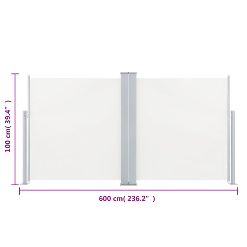 vidaXL Zaťahovacia bočná markíza, krémová 100x600 cm 