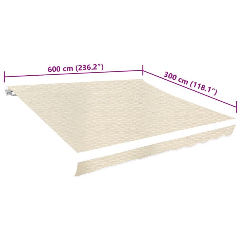vidaXL Tieniaca plachta na markízu, krémová 6x3 m (bez rámu)