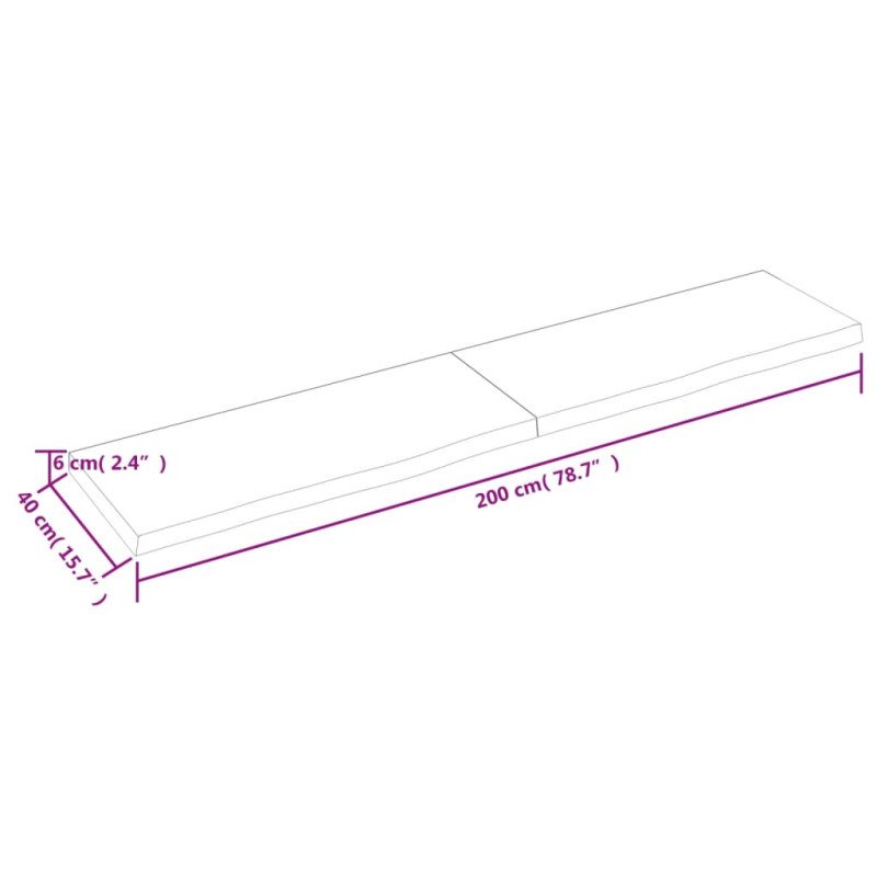 vidaXL Stolová doska bledohnedá 200x40x(2-6)cm ošetrený masívny dub
