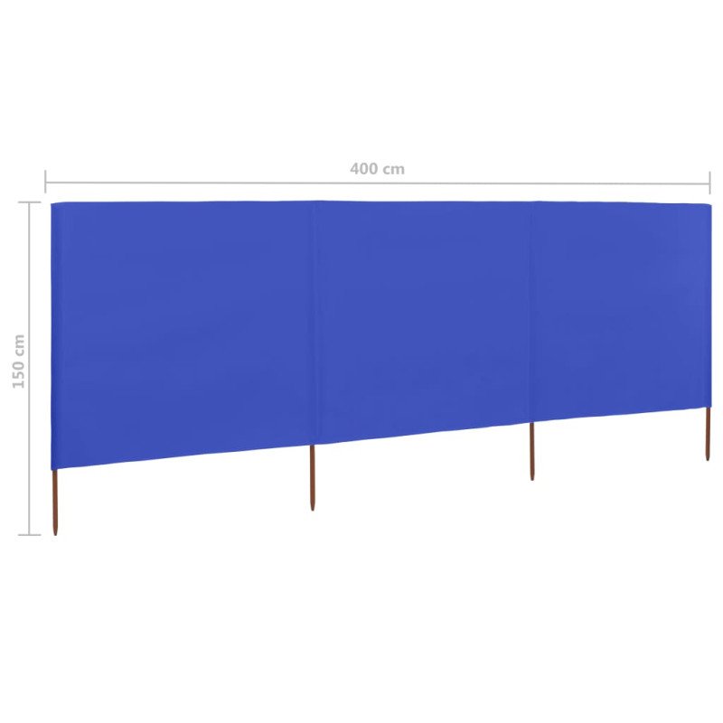 vidaXL 3-panelová zábrana proti vetru látková 400x120 cm azúrovo-modrá
