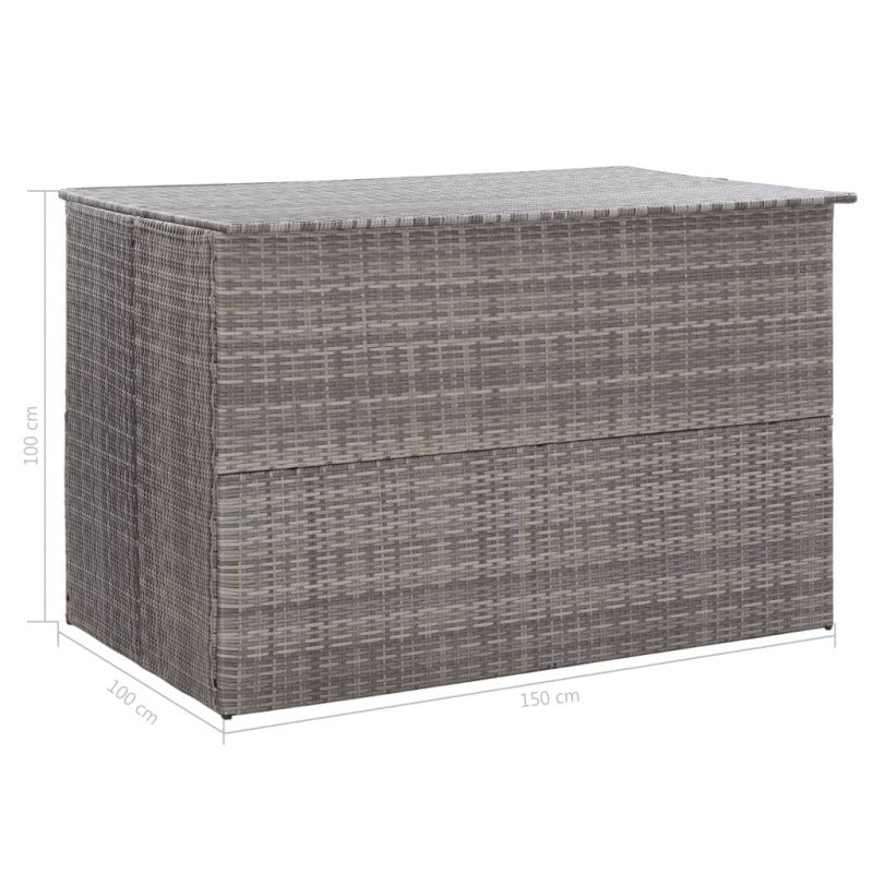 vidaXL Záhradný úložný box sivý 150x100x100 cm polyratanový
