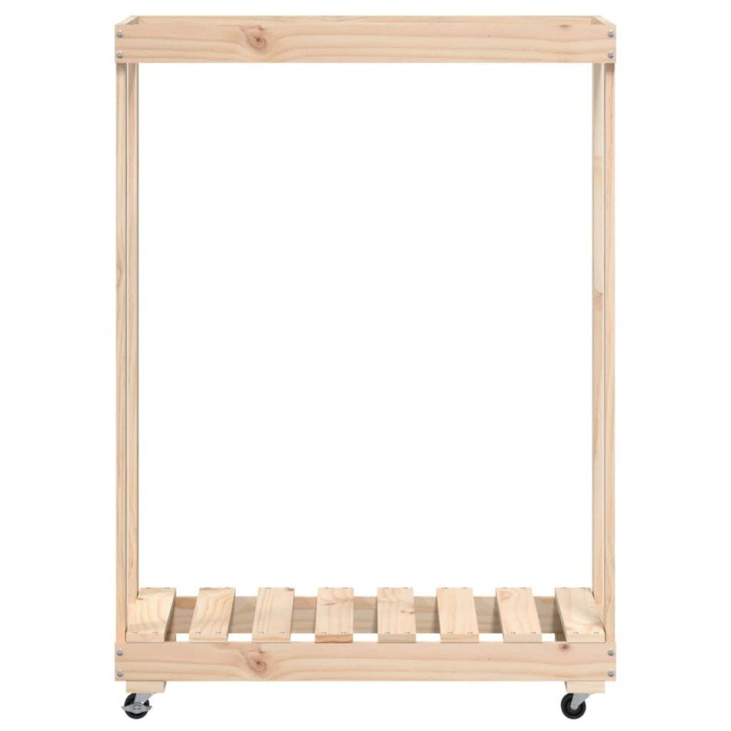 vidaXL Držiak na polená s kolieskami 76,5x40x108 cm masívna borovica