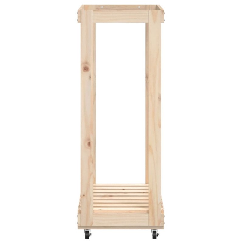 vidaXL Držiak na polená s kolieskami 76,5x40x108 cm masívna borovica